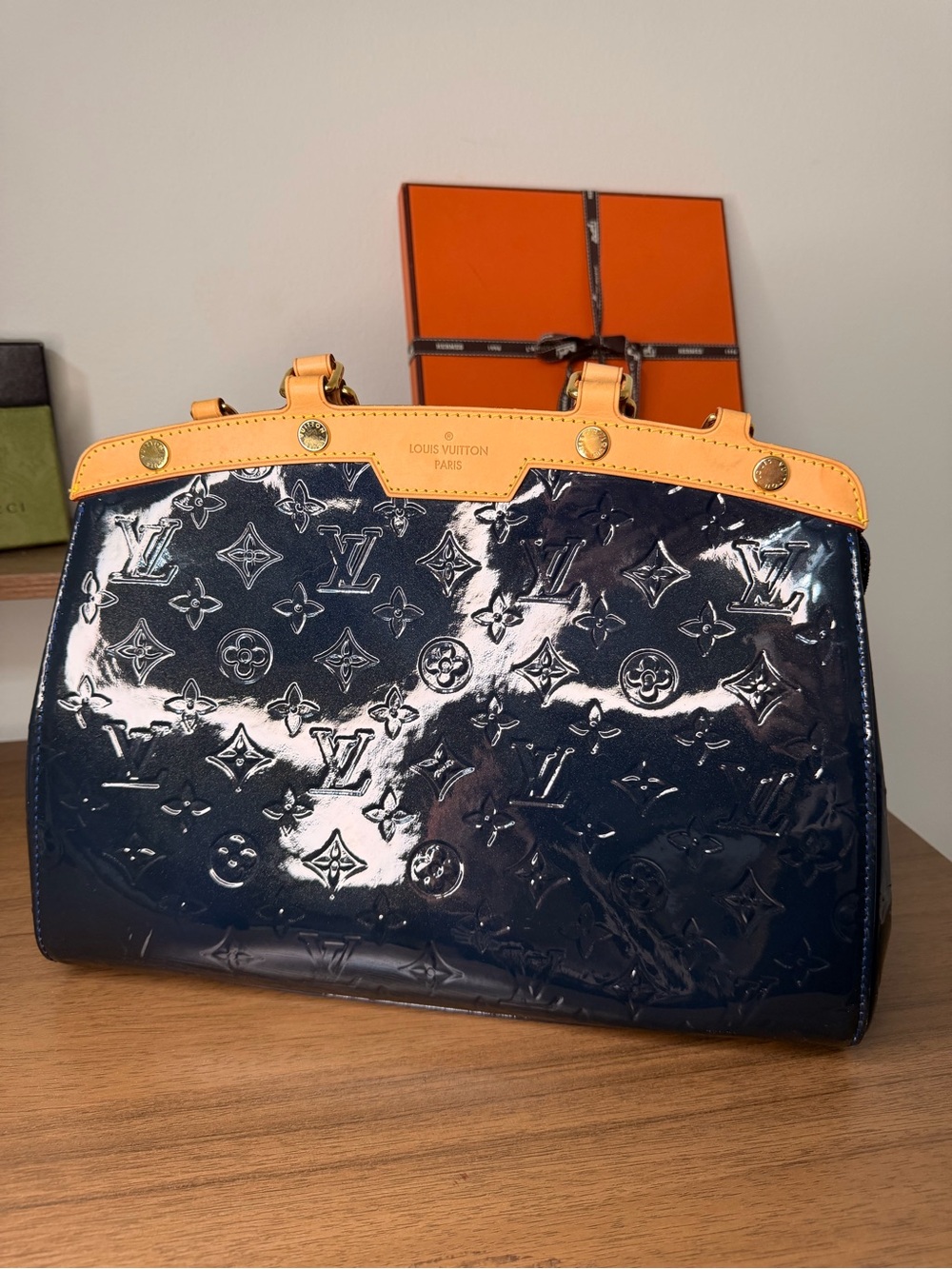 Authentic Louis Vuitton Navy Vernis Brea - Picture 1 of 15